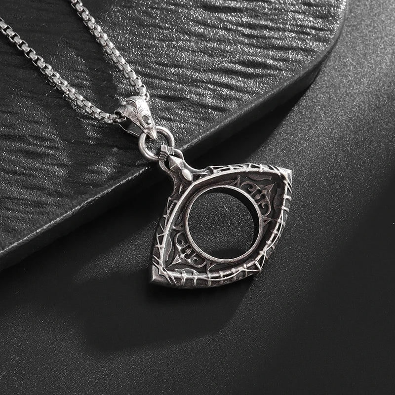 Vintage Hollow Devil's Eye Pendant Necklace Men Women Punk Hip Hop Cycling Jewelry Gift