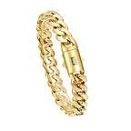 8mm-14mm Hip Hop Bling Gold Color Stainless Steel Cuban Miami Chains Necklaces Link Chain for Men Rapper Jewelry