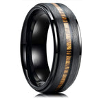 Fashion Men's Stainless Steel Rings 8mm Classical Black Blue Groove Beveled Edge Wedding Engagement Anniversary Jewelry