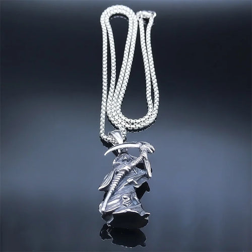 Antique Skull Pendant Necklace — Stainless Steel