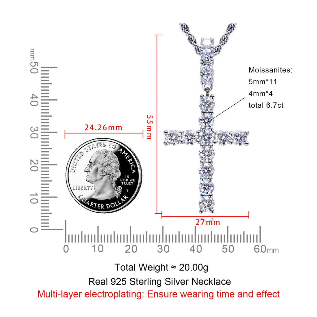 Iced Out Cross Pendant — 925 Silver