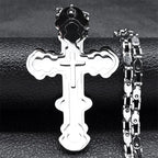 Big Cross Jesus Necklace for Man Stainless Steel Gold Color Christ God Chain Necklaces Christmas Gift Jewelry collar