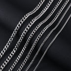 3.5mm Silver Color Stainless Steel Cuban Chain Necklace Hip Hop Men Necklace Simple Jewelry Necklace For Women