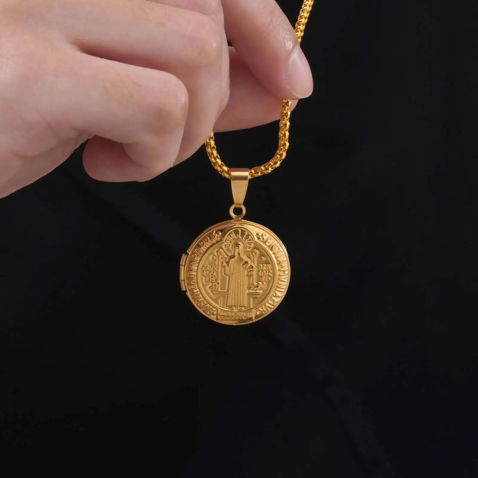Saint Benedict Box Chain Pendant — SS