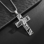 Gold Cross Jesus Pendant Necklace Minimal Box Chain