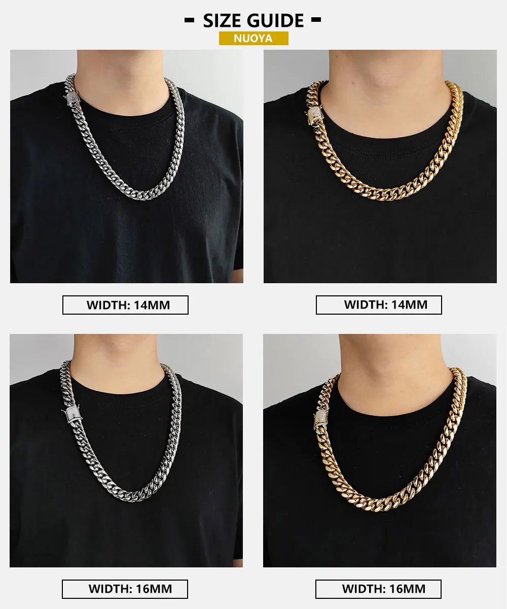 Iced Out Cuban Chain Necklace Stainless Steel 6-16MM