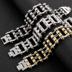 Punk Rocker Bikers' Bracelet for Man 24MM Width Stainless Steel Bicycle Link Chain Men's Bracelets Wristband Jewelry
