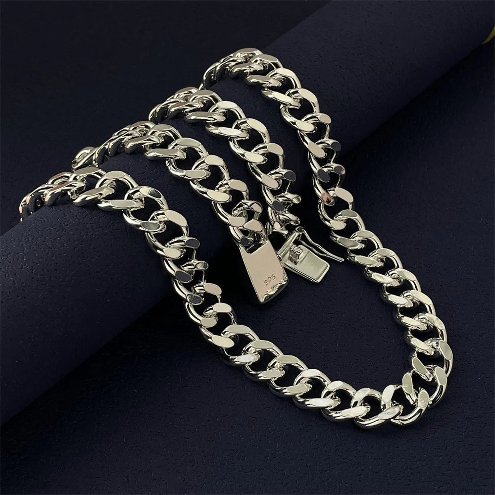 Cuban Link Chain Choker Necklace 10mm, 50-65cm — Silver-Tone