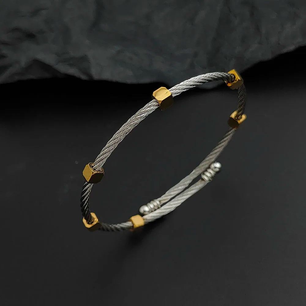 Wire Thorn Nut Bracelet for Women — Gold-Tone, Stainless Steel