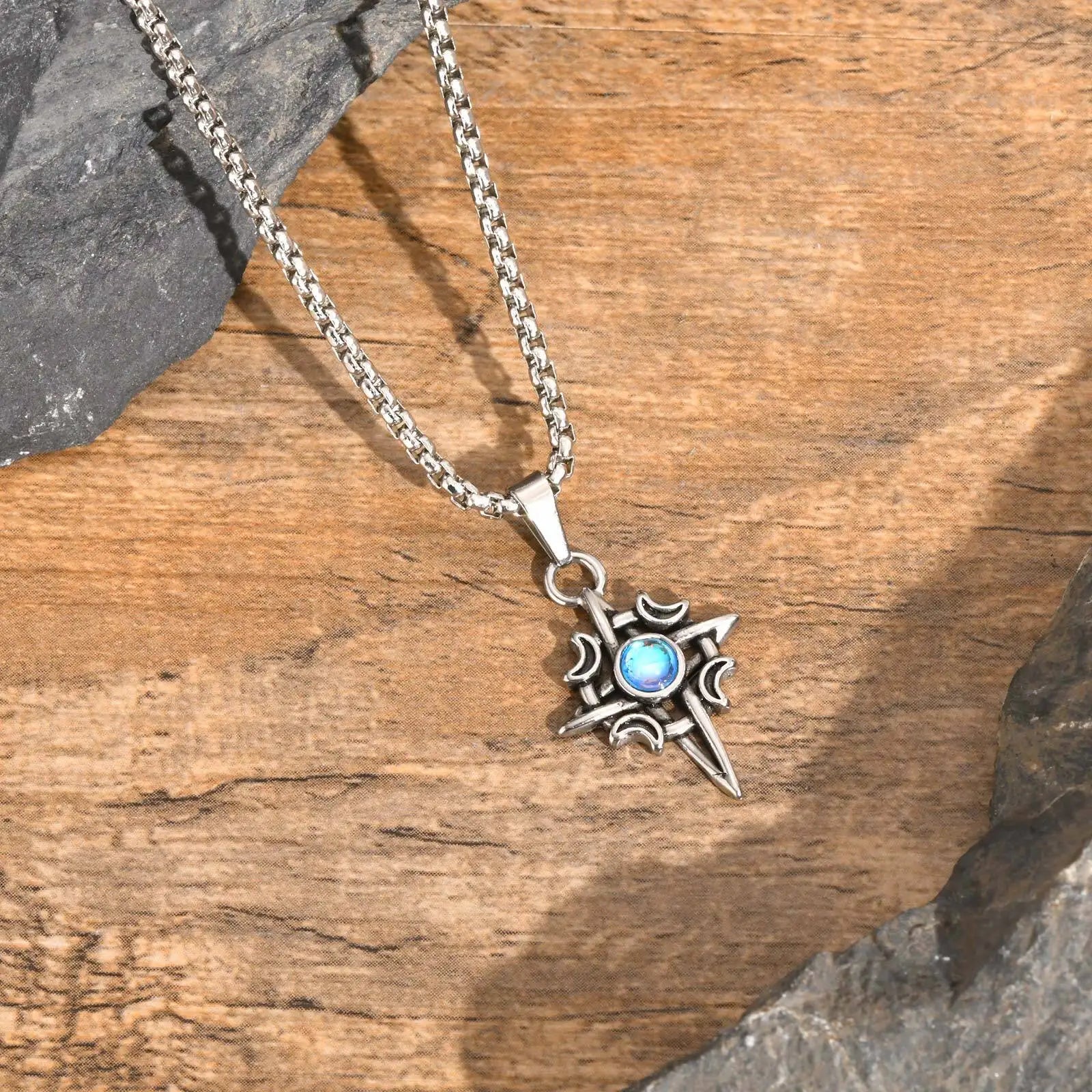 Moonstone Viking Knot Pendant — Stainless
