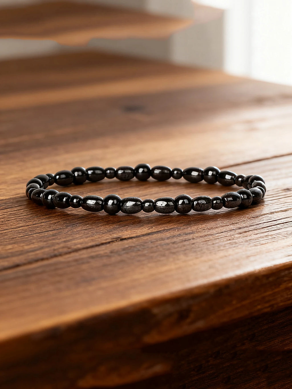 Hematite Stone Bracelet Handmade Woven with Gold color Spacers Cylinder Beads Leather for Energy Protection Reiki Charm Jewelry