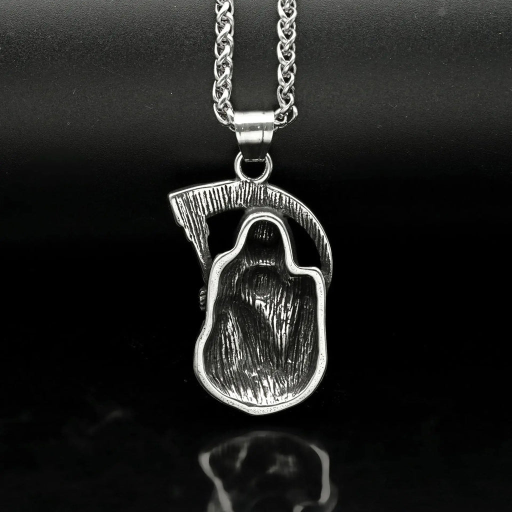Grim Reaper Skull Biker Pendant Necklace — Stainless Steel
