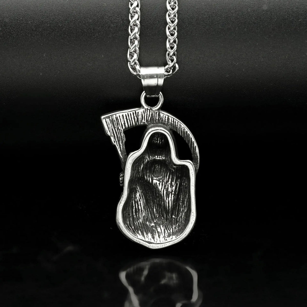 Grim Reaper Skull Biker Pendant Necklace — Stainless Steel
