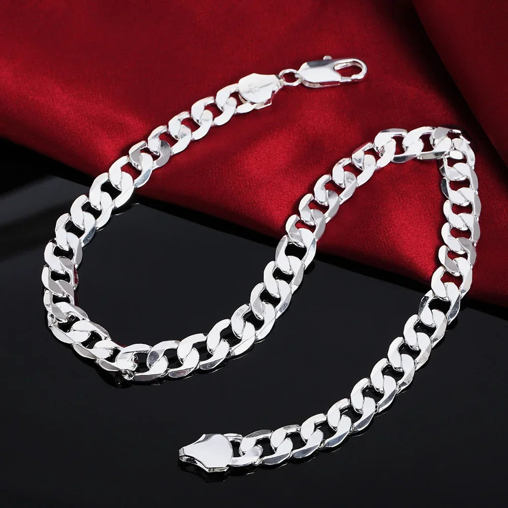 925 sterling Silver necklace for men classic 12MM chain 18-30 inch fine Fashion brand jewelry party wedding gifts Fast Ship