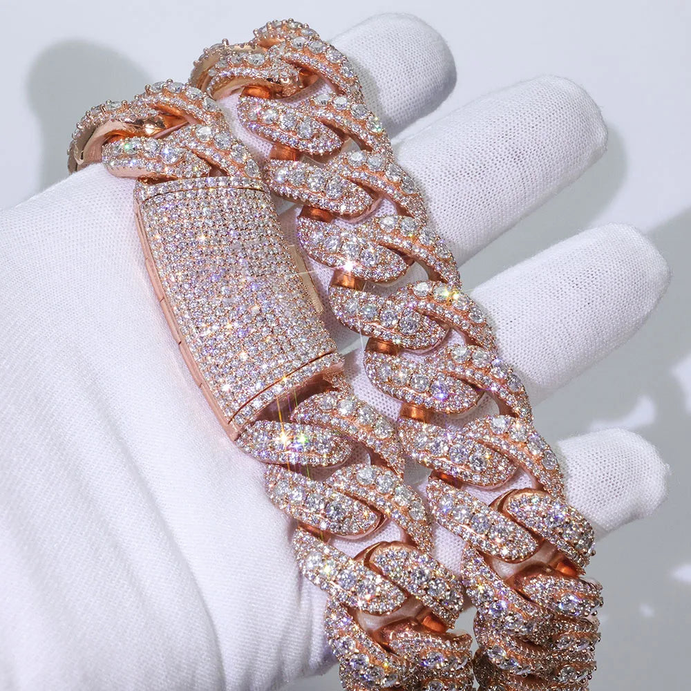 Iced Out Miami Cuban Chain 22mm — Rose Gold