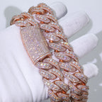 Trendy Big Size Heavy 22MM Width Miami Cuban Link Chain Hip Hop Iced Out Rose Gold Necklace for Men Women