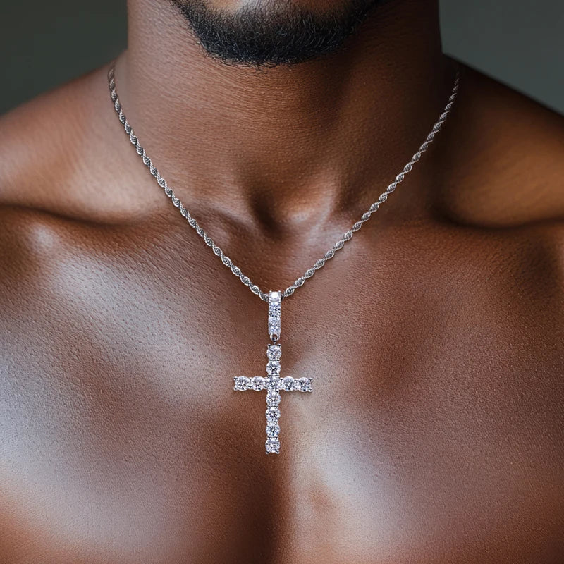 Iced Out Cross Pendant — 925 Silver