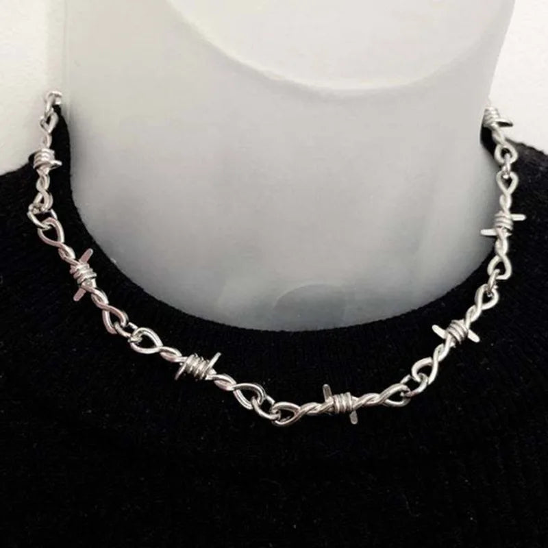 Gothic Barbed Wire Adjustable Cuban Link Bracelet