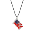 Gold US Flag Pendant Necklace Stainless Steel