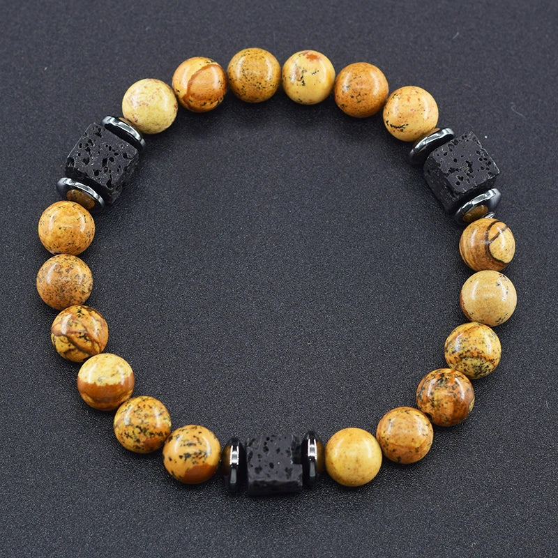 Retro Black Block Volcanic Bracelets Men Women Frosted Onyx Lava Beads Jewelry Yoga Meditation Birthday Gift Wholesales