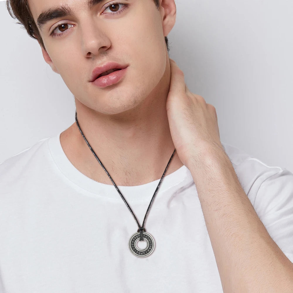 LIKGREAT Vintage Nordic Rune Necklaces for Men Stainless Steel Norse Runes Viking Jewerly Pagan Pendant Amulet Gift Hot