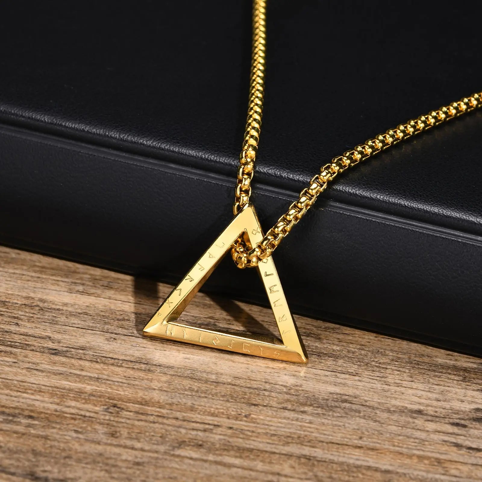 Viking Triangle Geometric Pendant — Stainless Steel