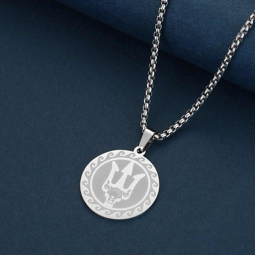 Poseidon Trident Locket Pendant Necklace — Stainless Steel