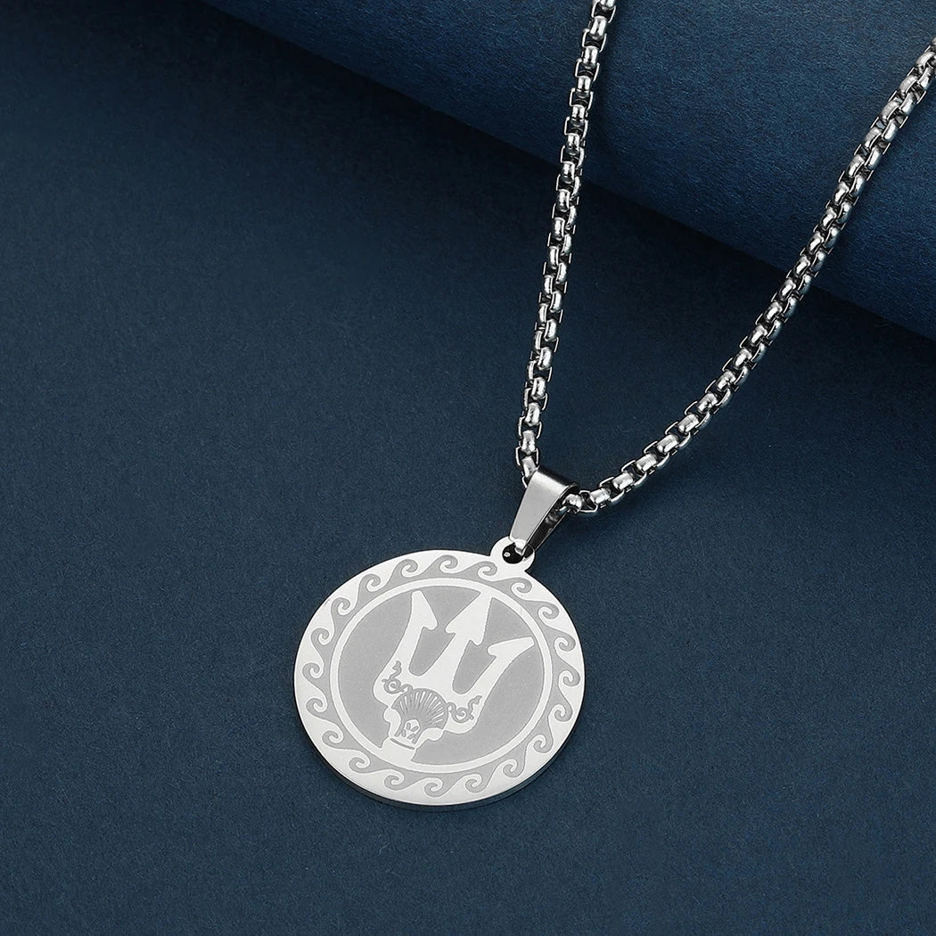 Poseidon Trident Locket Pendant Necklace — Stainless Steel