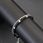 Punk 2Pcs/set Natural Stone Bracelet Men Stainless Steel Chain Tiger Eyes Hematite Beaded Braslet Cool Boyfriend Gifts For Him