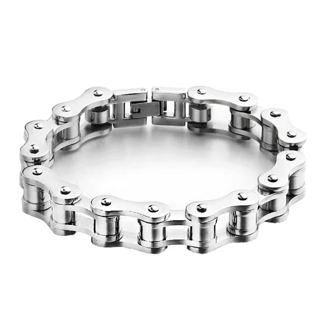 Retro Heavy Brush Stainless Steel Motorcycle Chain Bracelet 11/13MM Wide Mens Women Bike Biker Bracelets Hip-Hop Jewelry 19-23cm