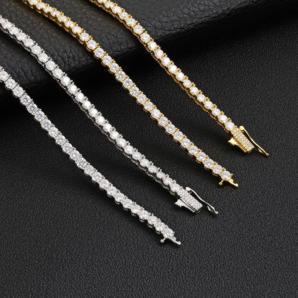 Iced Out CZ Tennis Chain Necklace, 4mm — Copper Alloy