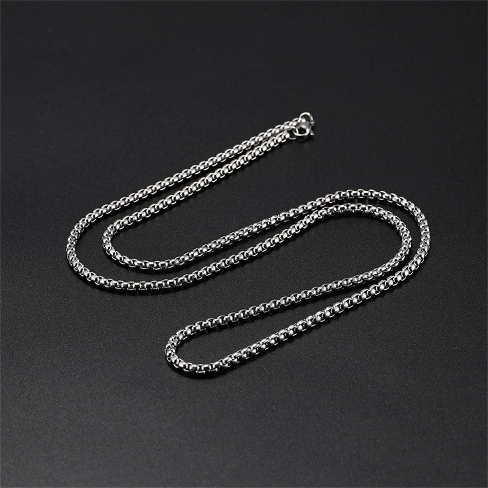 My Shape 10 pcs 60cm Box Chain Necklaces for Men 24 Inch Box Chain 2-3mm Chains Chokers Steel Color Fashion Jewelry Boys Gifts