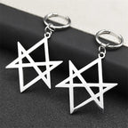 Hexagram Silver Hoop Earrings — Stainless Steel