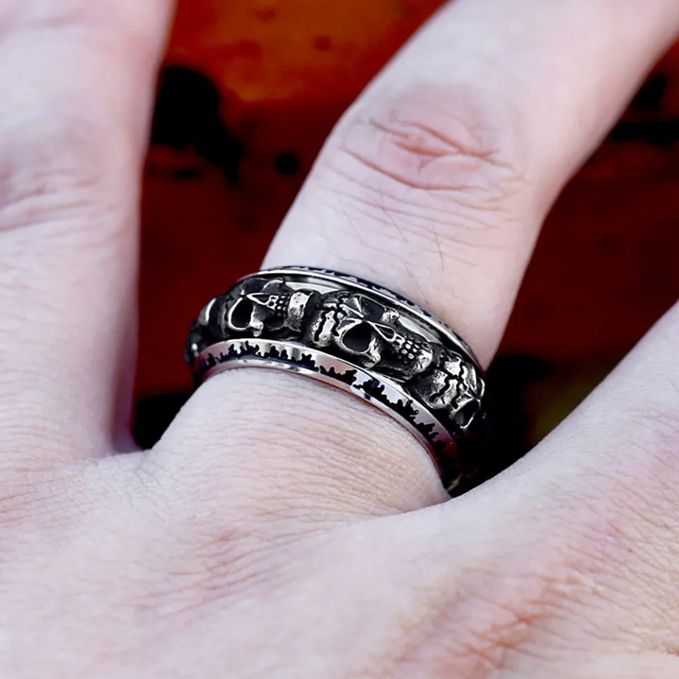 New Gothic 316L Stainless Steel Skull Ring Punk Hip Hop Fashion Skeleton Rings For Men Women Unique Biker Jewelry Halloween Gift