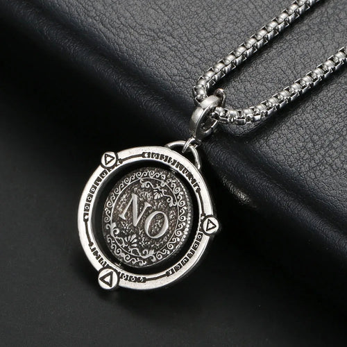 1PC INGX Vintage Ancient Rome Rotatable Round Choice "Yes or No" Necklace for Men Decision Coin Necklace Man Women