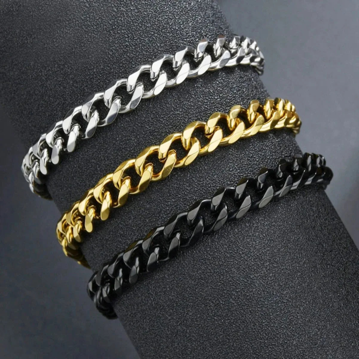 Fashion Stainless Steel Men Curb Cuban Chain Bracelet Women Bracelet on Hand for Couple Unisex Wrist Hand Jewelry