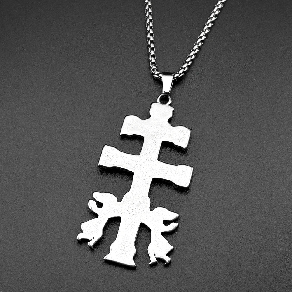Caravaca Cross Pendant Necklace — Stainless Steel