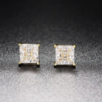Gold Iced Out Square Zirconia Earrings Statement