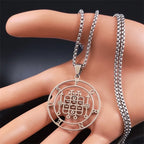 Demon Silver Pendant Seal Forneus Round Colares