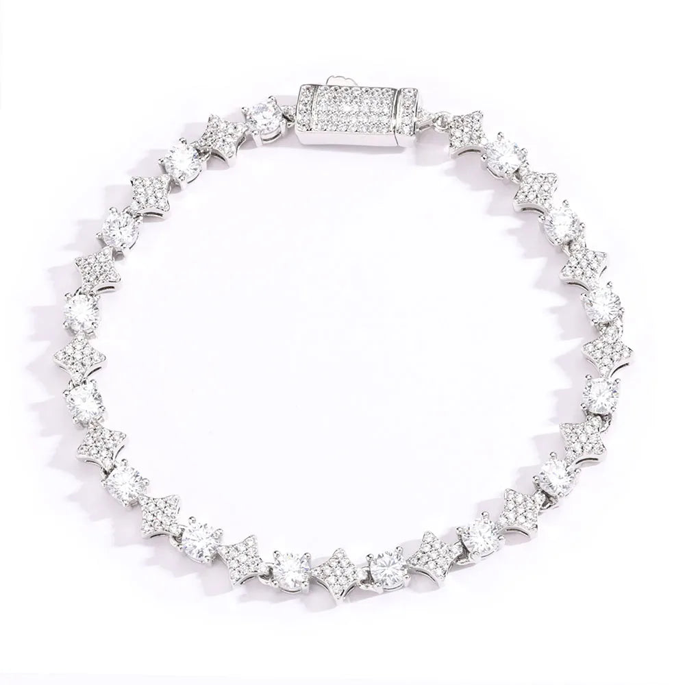 Star Tennis Chain Necklace Iced Out CZ