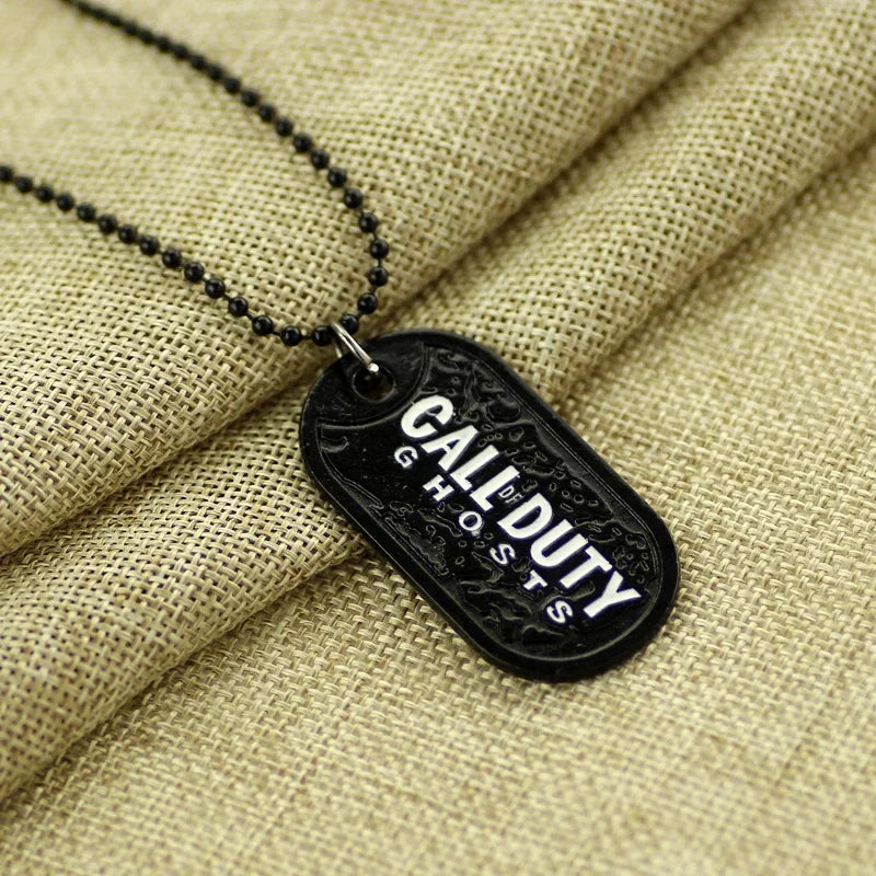 Hot Game Jewelry Mens Necklace Ghosts Dog Tag Pendant Army Nameplate for Duty Military Series with Weapons Call