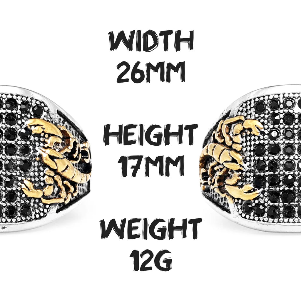 Scorpion Inlaid Rhinestone Ring for Men — Stainless Steel