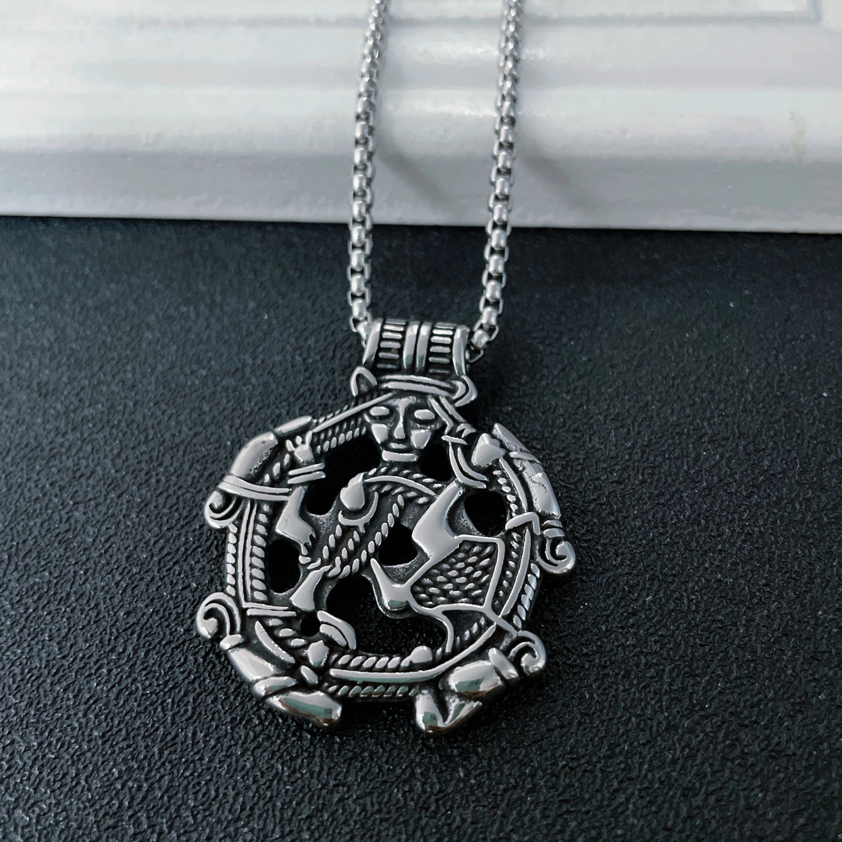 Norse Celtic Knot Beast Pendant Necklace — Stainless Steel