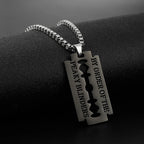 2021 New Fashion Street Hip-Hop Rock Jewerly Men Women Stainless Steel Flame Quenched Razor Blade Pendant Necklaces Punk Jewelry