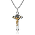 Vintage Christian Jesus Cross Pendant Necklace Men's Stainless Steel Religious Jesus Necklaces Prayer Baptism Jewelry