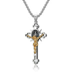 Vintage Christian Jesus Cross Pendant Necklace Men's Stainless Steel Religious Jesus Necklaces Prayer Baptism Jewelry