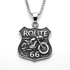 Route 66 Biker Pendant — Stainless Steel