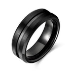 Fashion Black Narrow Wood Grain Stainless Steel Rings For Men Anniversary Party Jewelry Accessories Classical Men Rings
