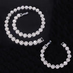 Iced Out Gold-Tone Cuban Chain Necklace Bracelet Set