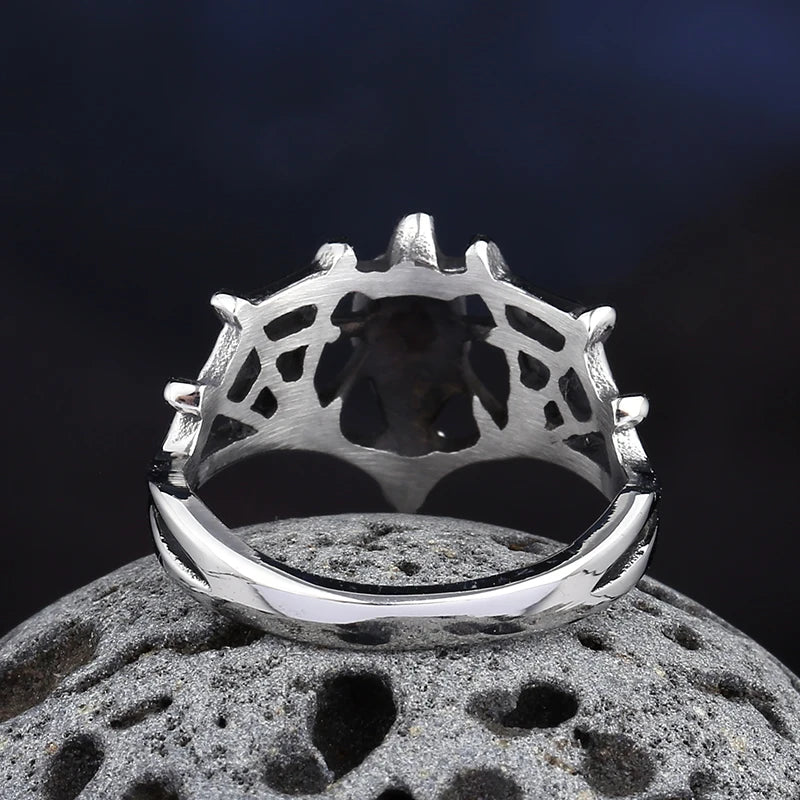 316L Stainless Steel Gothic Accessories Skull Ring With Red Stone For Man Women Punk Jewelry Couple Or Women Gift